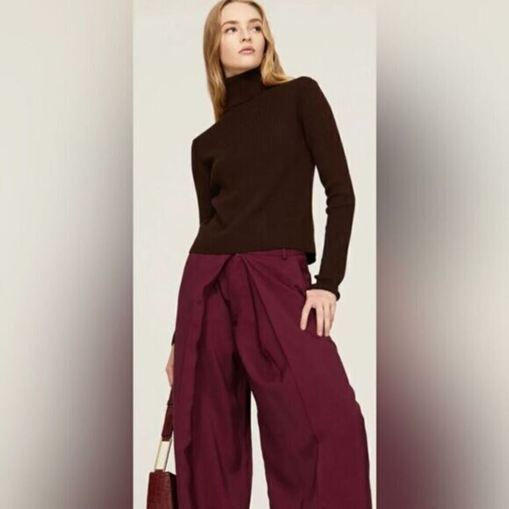 NWT Thakoon Women’s Brown Turtle Neck Ribbed Open Back Wool Sweater - Size M